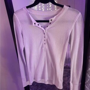 Aerie White Long Sleeve Henley Top